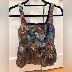 Anthropologie Floral Brocade Tank Top in Blue, Gold, Red, Brown